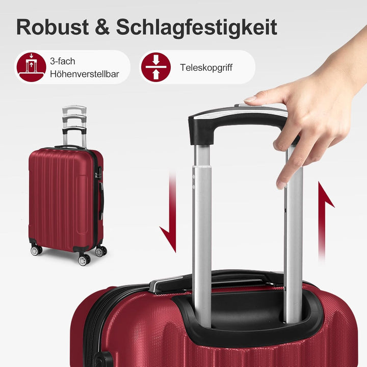 LEADZM Kofferset 5 teilig mit Kosmetikkoffer, Koffer Set Hartschalen-Trolley aus ABS, Reisekoffer Se