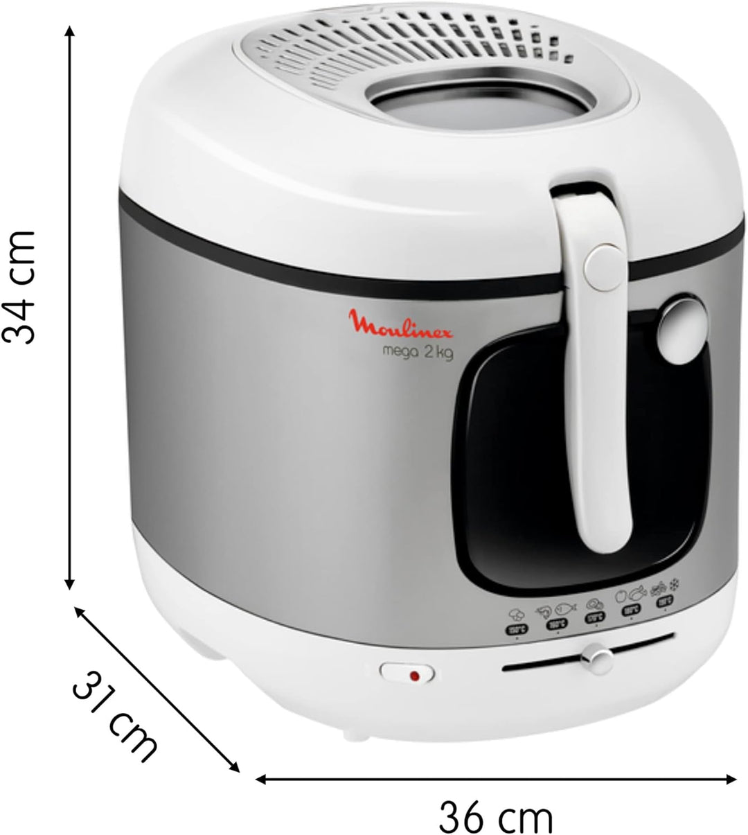 Moulinex AM4800 Mega 2kg Fritteuse | Fritteuse mit Öl | Anti-Geruchs-Filter | regelbare Temperatur |