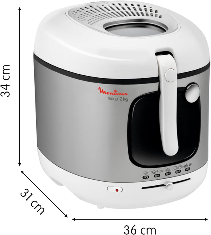 Moulinex AM4800 Mega 2kg Fritteuse | Fritteuse mit Öl | Anti-Geruchs-Filter | regelbare Temperatur |