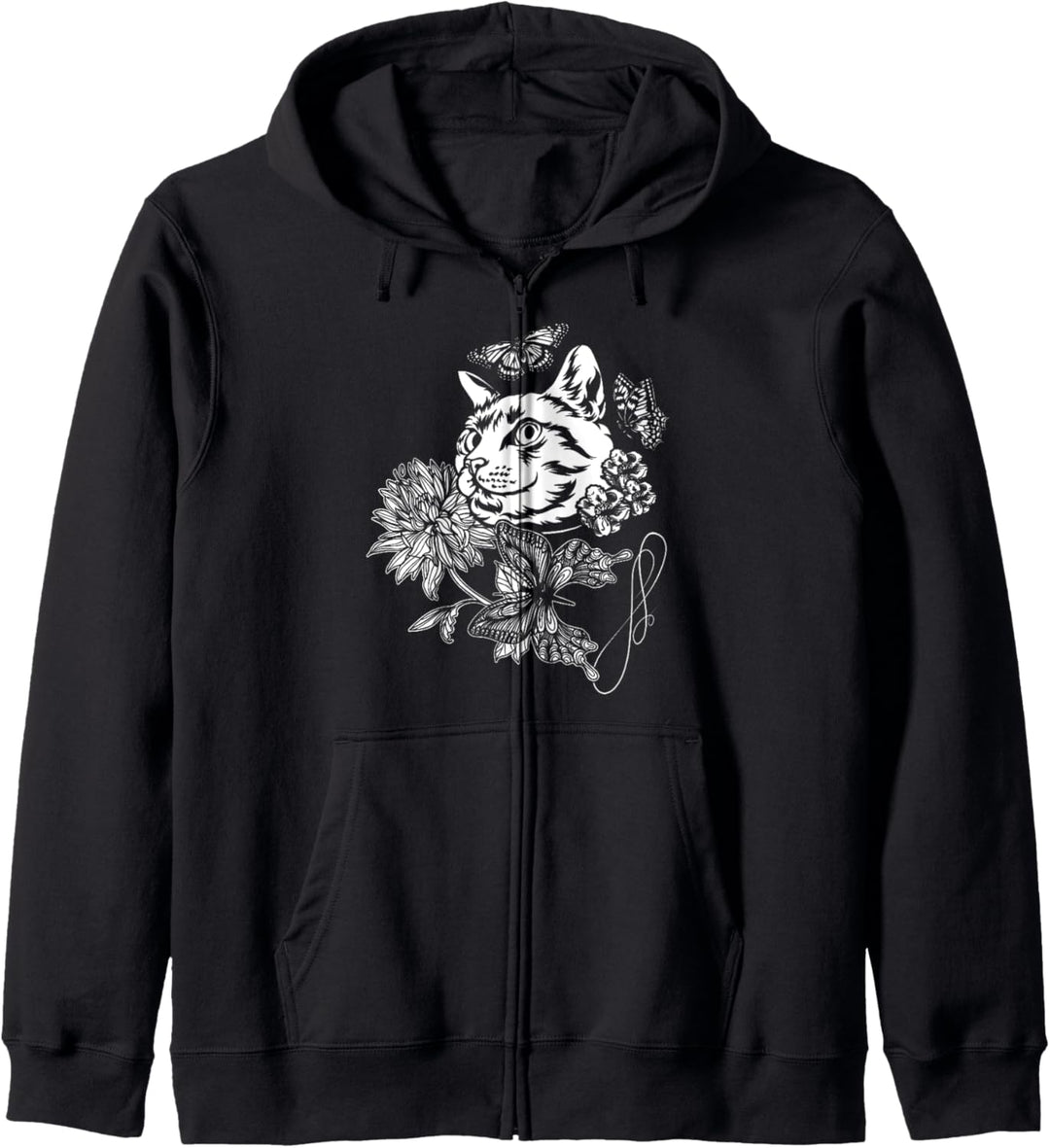 Katze, Blumen und Schmetterlinge, Cat Floral Kapuzenjacke