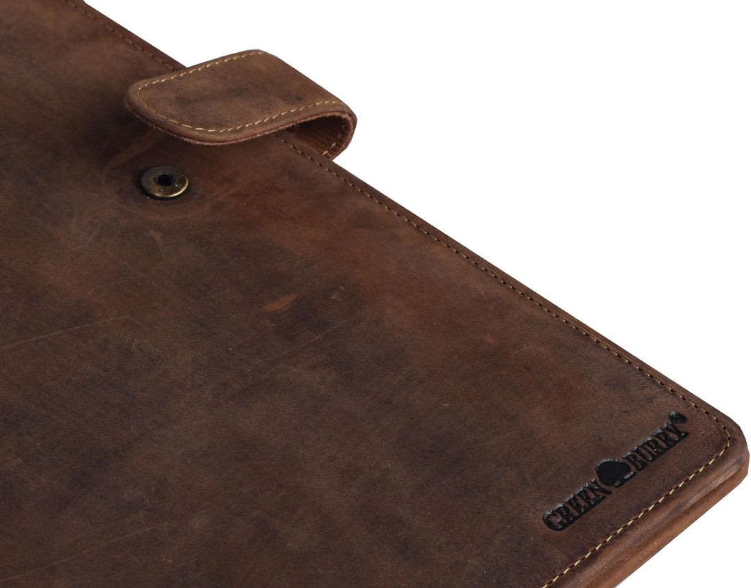 Greenburry Vintage Leder-Schreibmappe A4 - Dokumentenmappe verschliessbar - 33 x 26 x 2,5 cm