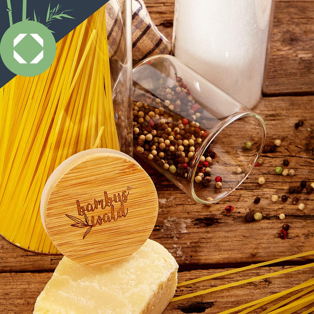 bambuswald© Gewürzgläser Set 10 Stück - Gewürzdosen mit je 150ml Volumen, inkl. luftdichten Bambus-D