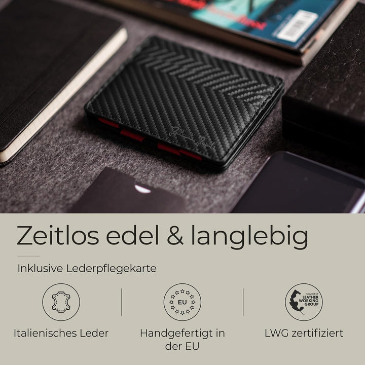 Jaimie Jacobs Flap Boy Slim - Das Original - Magic Wallet ohne Münzfach integrierter RFID Schutz Mag