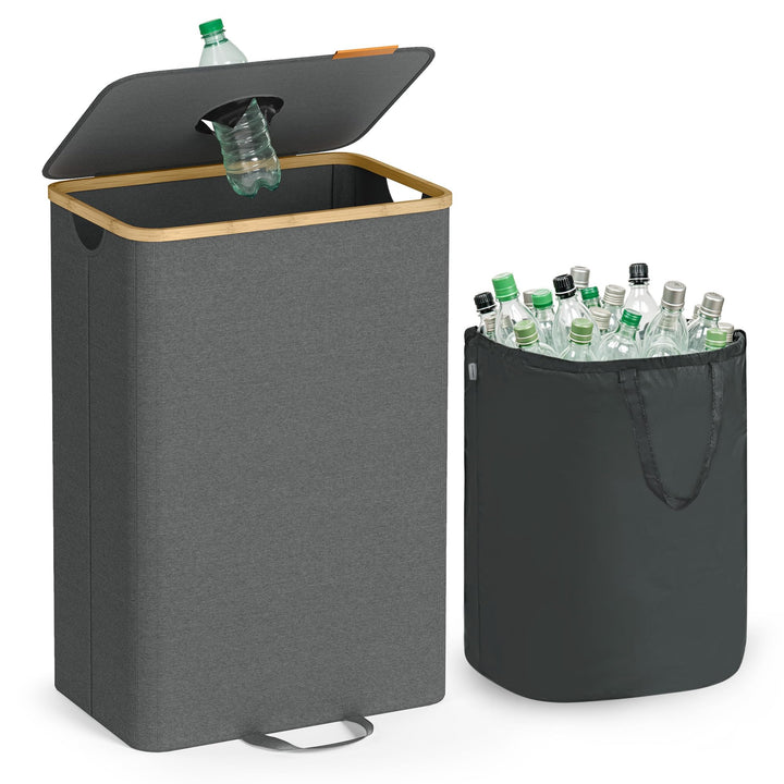 SONGMICS Pfandflaschen-Sammelbehälter, 95 L Pfandflaschen-Behälter, Flaschensammler Leergut, Recycli