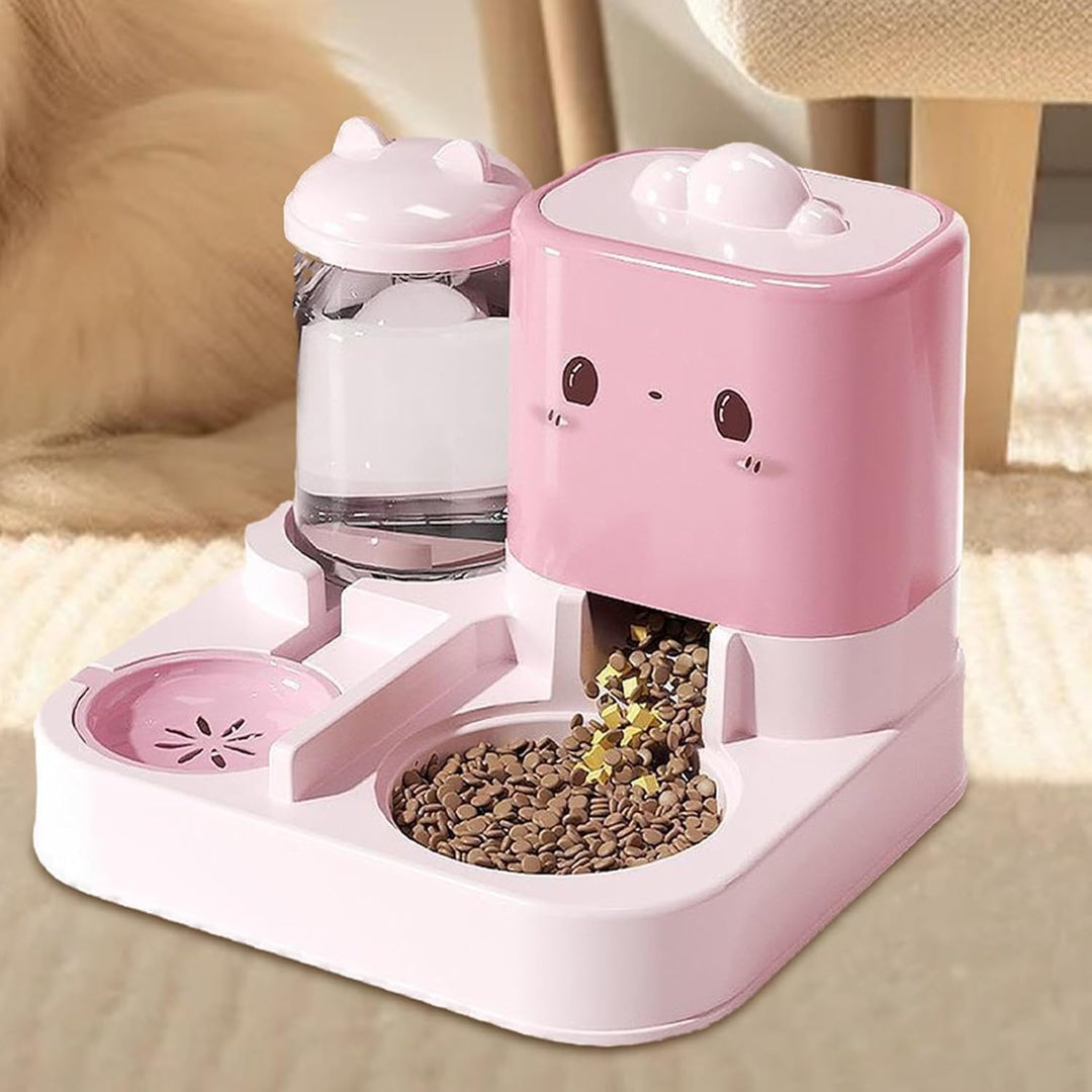 Automatischer Katzenfutter und Wasserspender Set | 2-in-1 Katzenfütterer | 1.5L Wasserspender und 2.