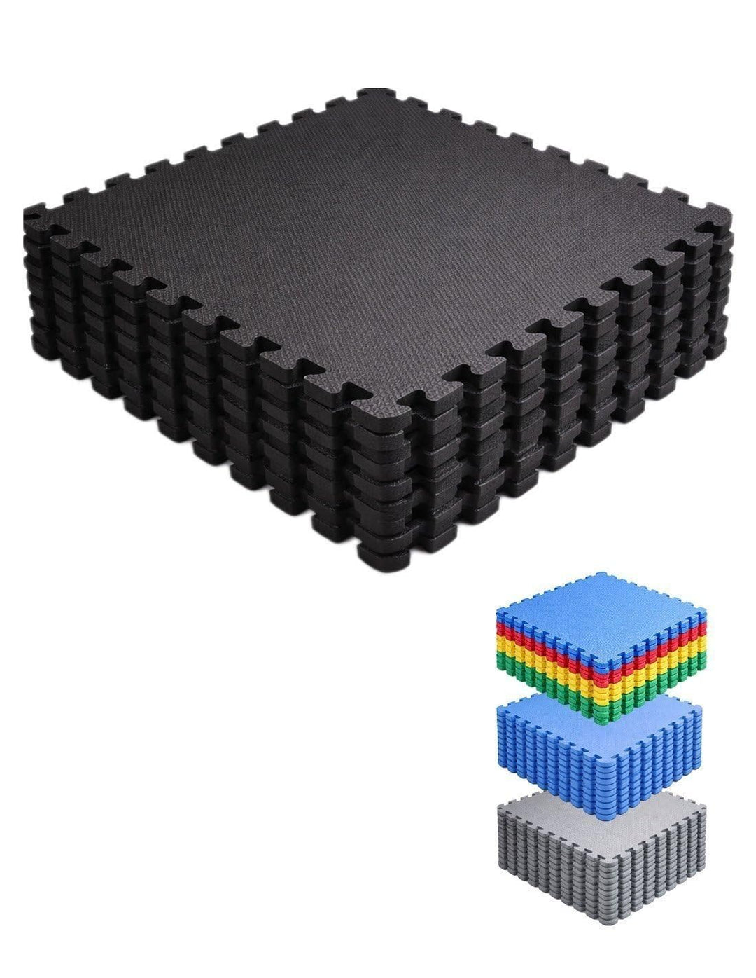 JARDIN202 Puzzlematte für Fitness- und Fitnessböden, Gummischutz, 60 x 60 cm, rutschfeste Matte Schw
