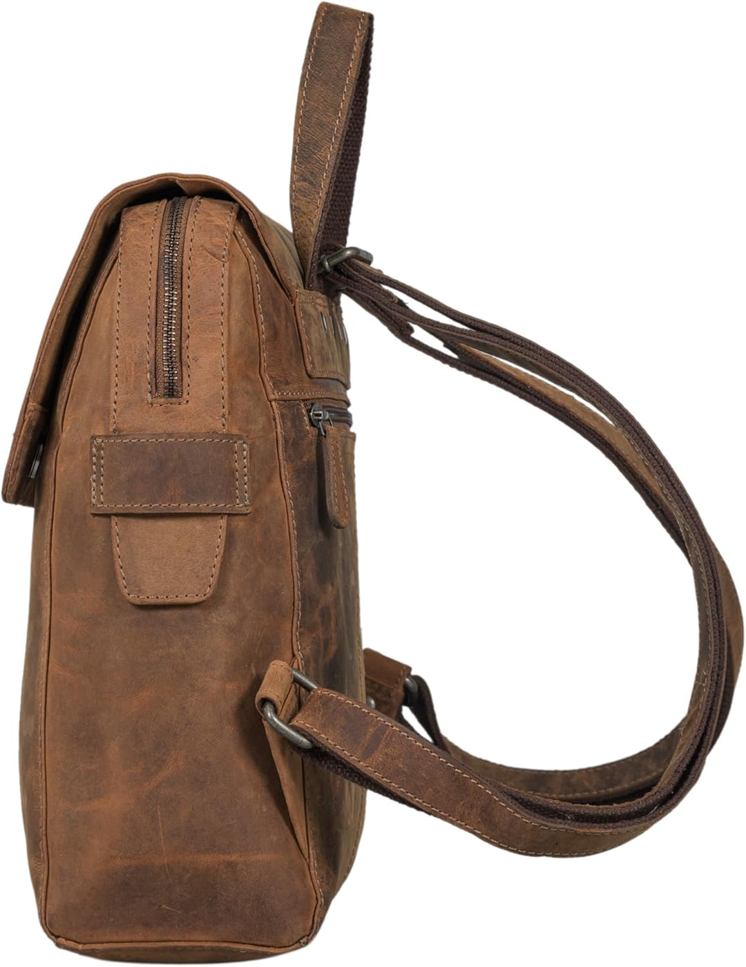 STILORD 'Darcy' Tagesrucksack Leder Cityrucksack mit Überschlag Vintage Rucksack für Freizeit Daypac