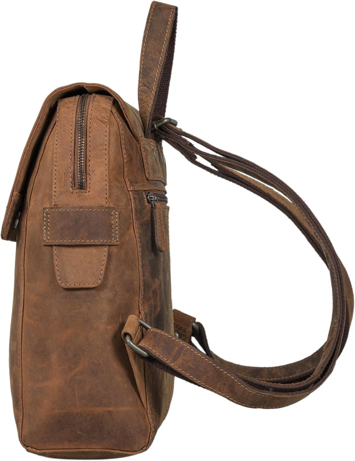 STILORD 'Darcy' Tagesrucksack Leder Cityrucksack mit Überschlag Vintage Rucksack für Freizeit Daypac