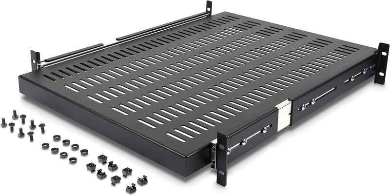 StarTech.com 2 HE Schiebefachboden für Server Rack Montage - Einstellbare Einbautiefe von 51 bis 74