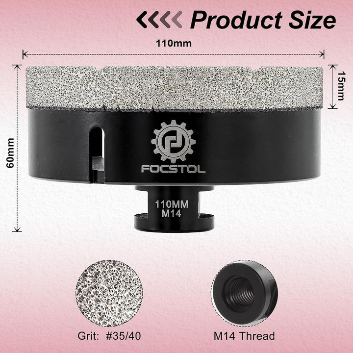 FOCSTOL Diamant Fliesenbohrer 110mm Vakuumgelötete Diamant Lochsäge für Porzellan Keramik Fliese Mar