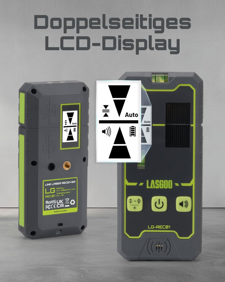 LasGoo LG-REC01 Lasersensor für Laser-Nivelliergeräte, Dual-LCD-Display, Grün- und Rotlaserstrahlen-