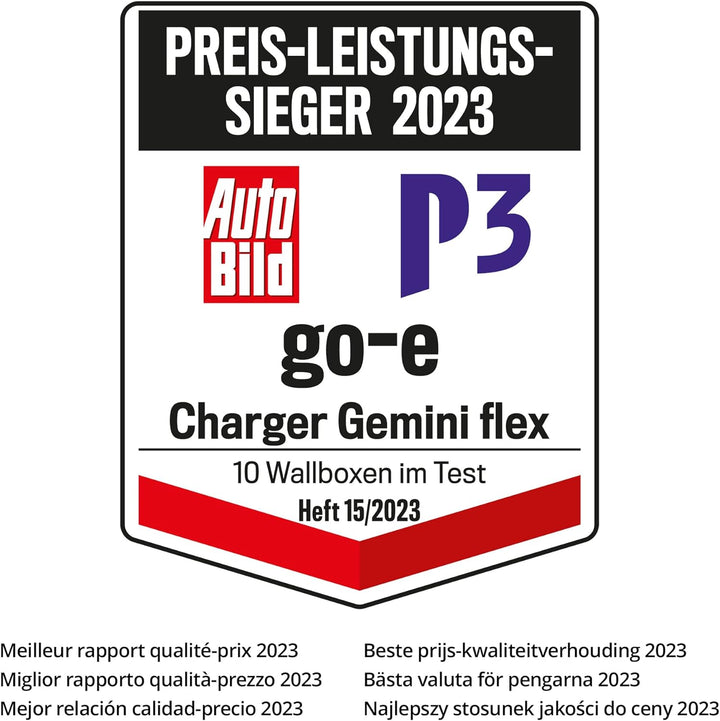 go-e Charger Gemini 11 kW Ladestation Wallbox 1,8 m Anschlusskabel 5-adrig Typ 2 Dose Ladestrom bis