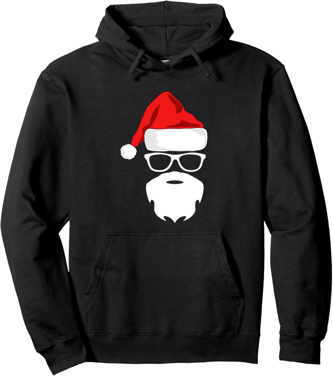Weihnachtsmann Weihnachtsmütze Bart Sonnenbrille Weihnachts Pullover Hoodie