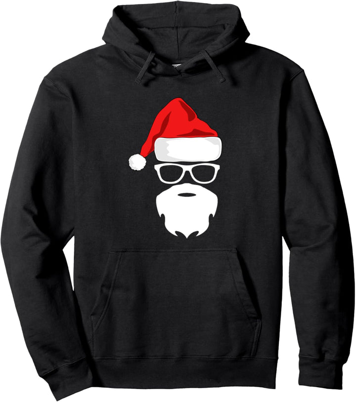 Weihnachtsmann Weihnachtsmütze Bart Sonnenbrille Weihnachts Pullover Hoodie