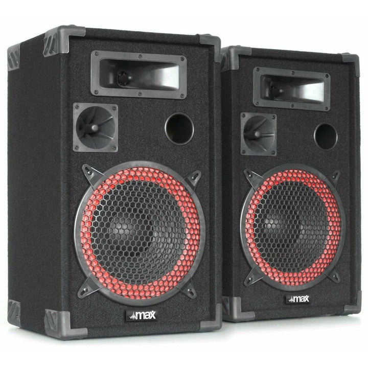 MAX XEN-3508 Passive PA Lautsprecher Set, 500 Watt Partyboxen Set, 10 Zoll Passiv, Disco, DJ Party L