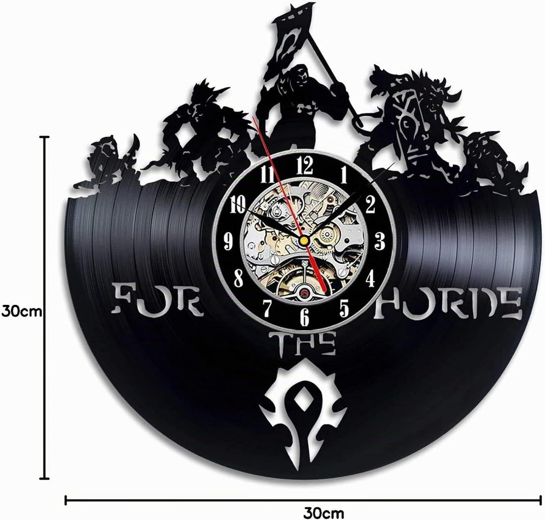 Smotly Vinyl Wanduhr, grosse Uhr mit World of Warcraft Thema Wanddekoration, Hauptdekoration Geschen