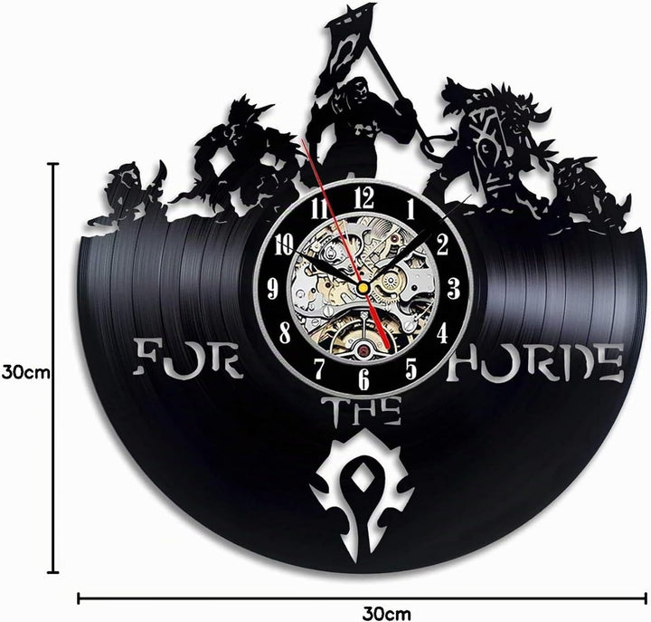 Smotly Vinyl Wanduhr, grosse Uhr mit World of Warcraft Thema Wanddekoration, Hauptdekoration Geschen