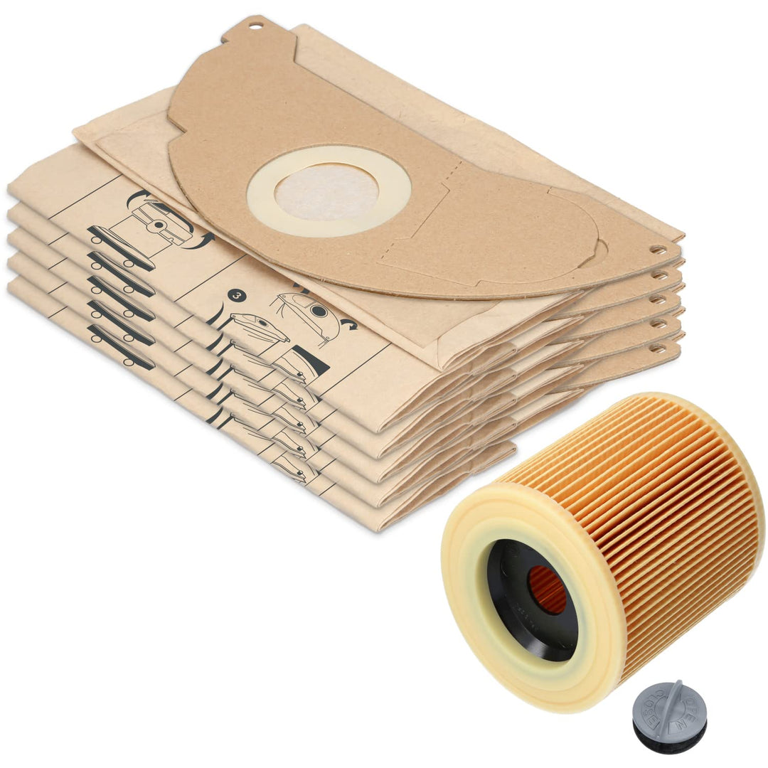 McFilter | 10 Staubsaugerbeutel + 1 Filter geeignet für Kärcher Staubsauger A2003, A2004, A2014 CarV
