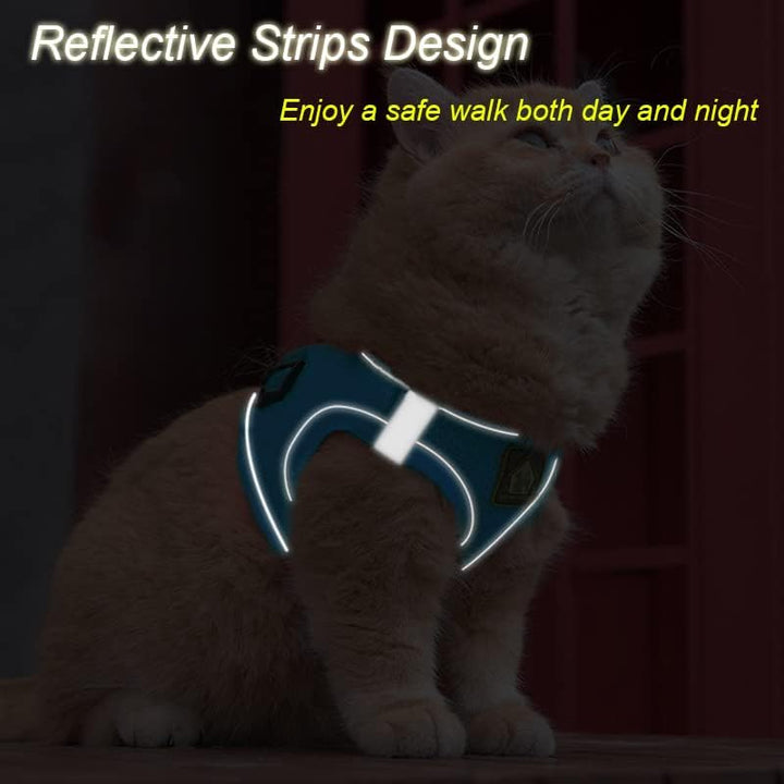 FEimaX Hundegeschirr mit Leine für Kleine Mittele Hunde Katzen Weich Mesh Welpengeschirr Atmungsakti