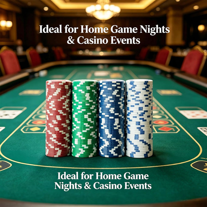 SEETOOOGAMES Casino-Poker-Chips, 11,5 g, gestreift, 4 Farben (rot, grün, weiss und blau) 50 rot, 50