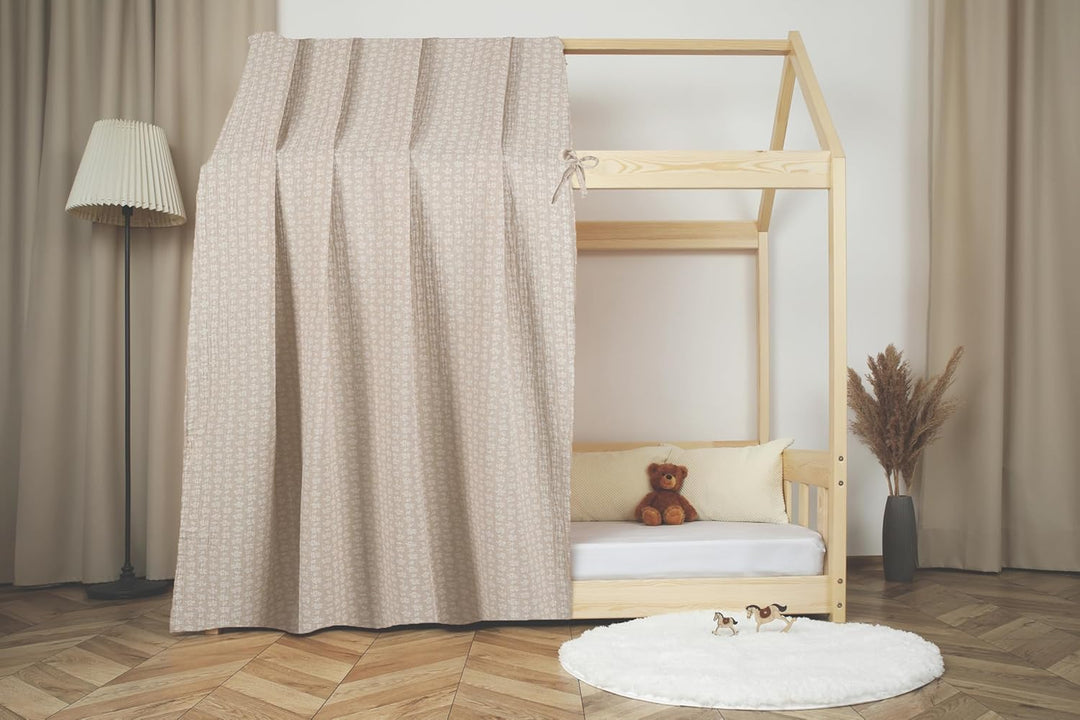 Hausbett Himmel - 100% Baumwolle - Betthimmel Hausbett aus Musselin - Bett Vorhang Kinderbett - Himm
