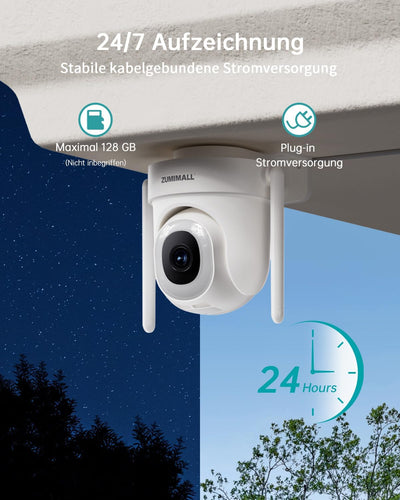 ZUMIMALL 5G/2,4GHz Überwachungskamera Aussen 2.5K 5MP WLAN Kamera Überwachung aussen Kabelgebunden,