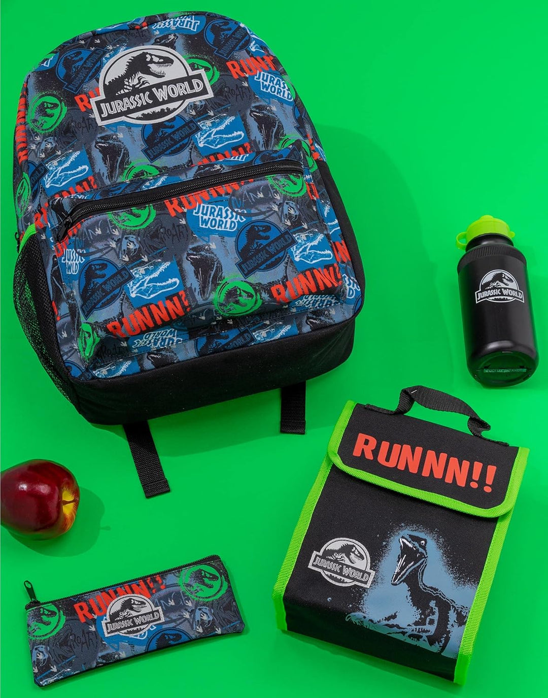 Jurassic World Rucksack Set Kinder 4 Stück Schule Lunchbox Wasserflasche