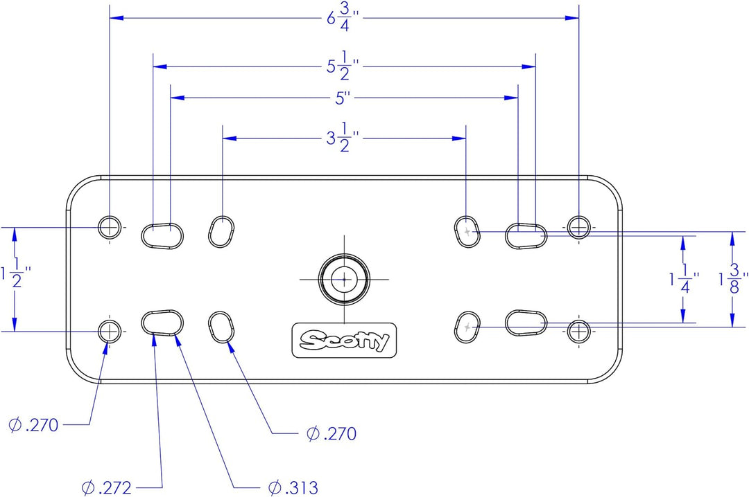 Scotty Plattform (203x75mm) 163 Ballgelenk 1 1/2 Zoll Fischfinder Mount Boot, Farbe:schwarz, schwarz