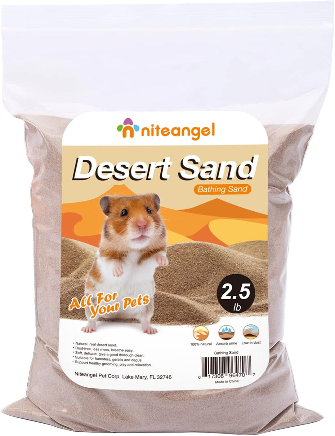 Niteangel Hamster Wüstenbad Sand | Staubfreier Badesand oder Streusand für Hamster, Chinchillas, Ger