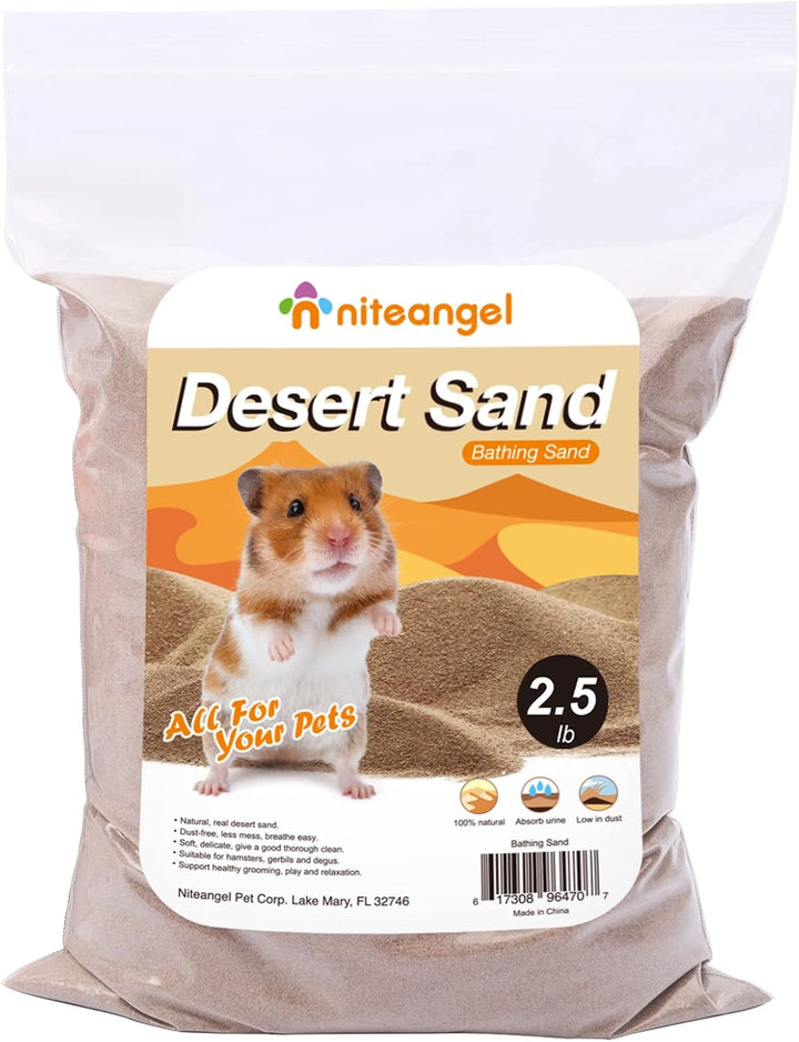 Niteangel Hamster Wüstenbad Sand | Staubfreier Badesand oder Streusand für Hamster, Chinchillas, Ger
