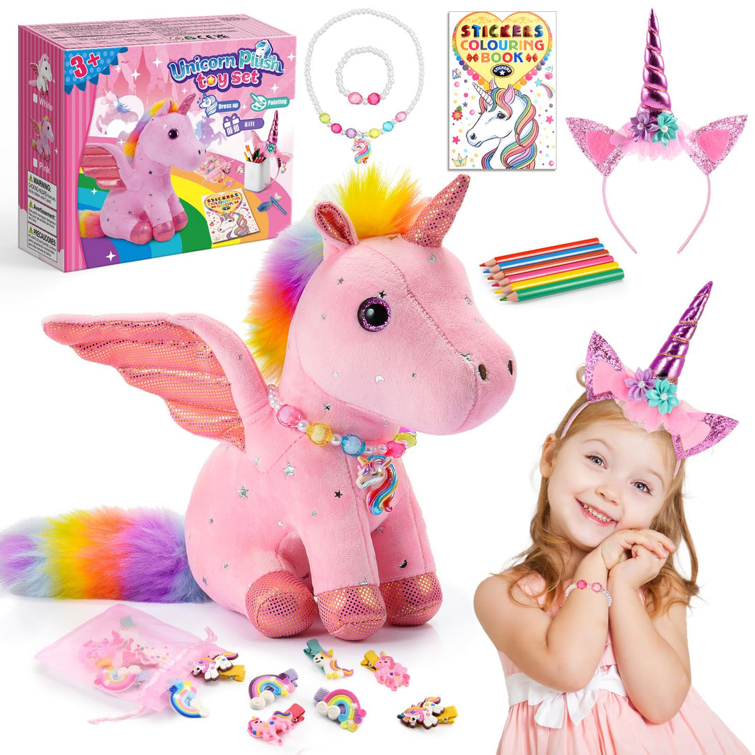 Einhorn Geschenke für Mädchen, Einhorn Spielzeug ab 4 5 6 7 8 Jahre Mädchen Kuscheltier Geschenke (R