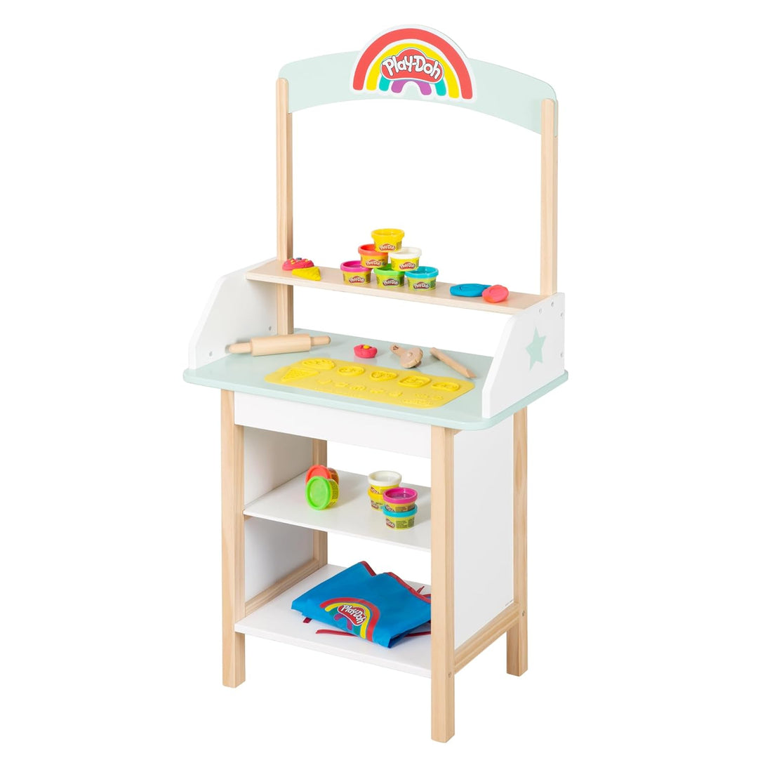 roba x Play-Doh Eisstand - Spielset aus FSC-zertifiziertem Holz mit 12 Knetdosen, Holzwerkzeug, Schü