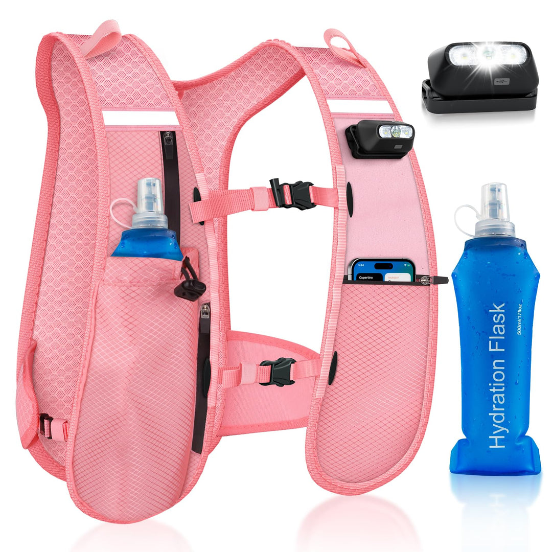 Nextyu Laufweste Damen und Herren, Trinkweste mit Trinkflasche Soft 500ML & Handytasche, Trinkrucksa