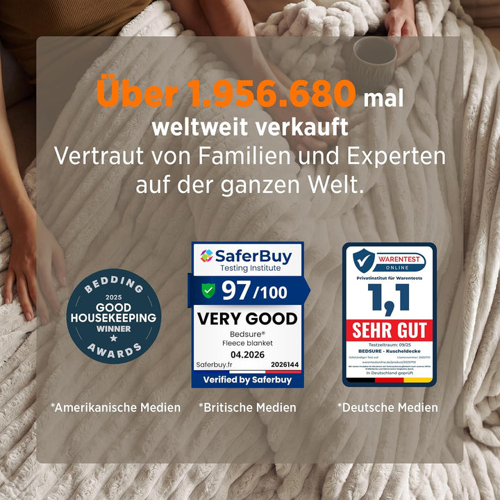 BEDSURE Kuscheldecke Flauschig Decke Fleecedecke – Weiche Warme Grobe Korddecke Gemütlicher Sofadeck