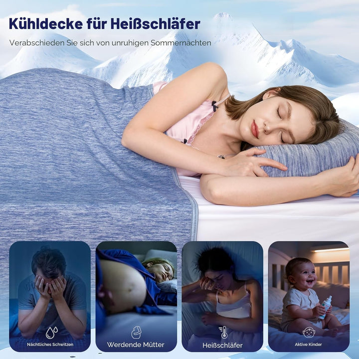 Luxear selbstkühlende Decke, Arc-Chill Q-Max 0,43 Kühldecke, 2 in 1 doppelseitige dünne Sommerdecke