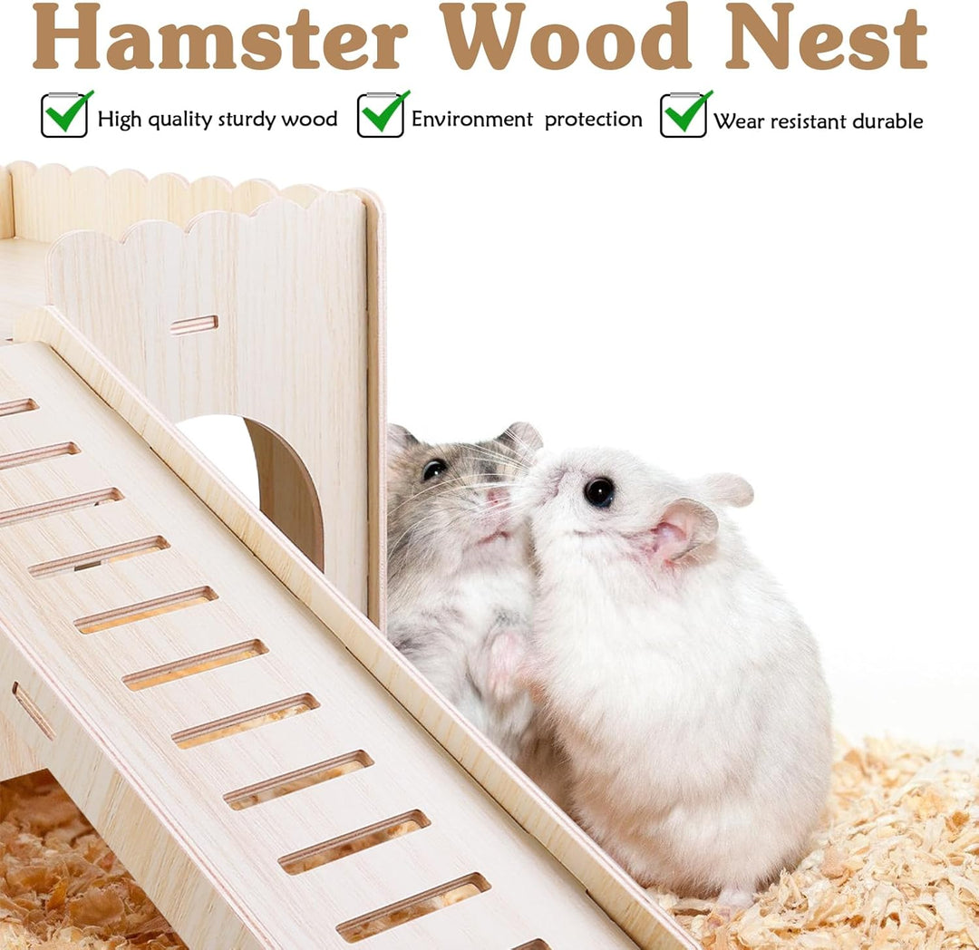 WIYETY Holz Meerschweinchen Bett, Gross Meerschweinchen Haus mit Rampe & Eingänge, Meerschweinchen Z