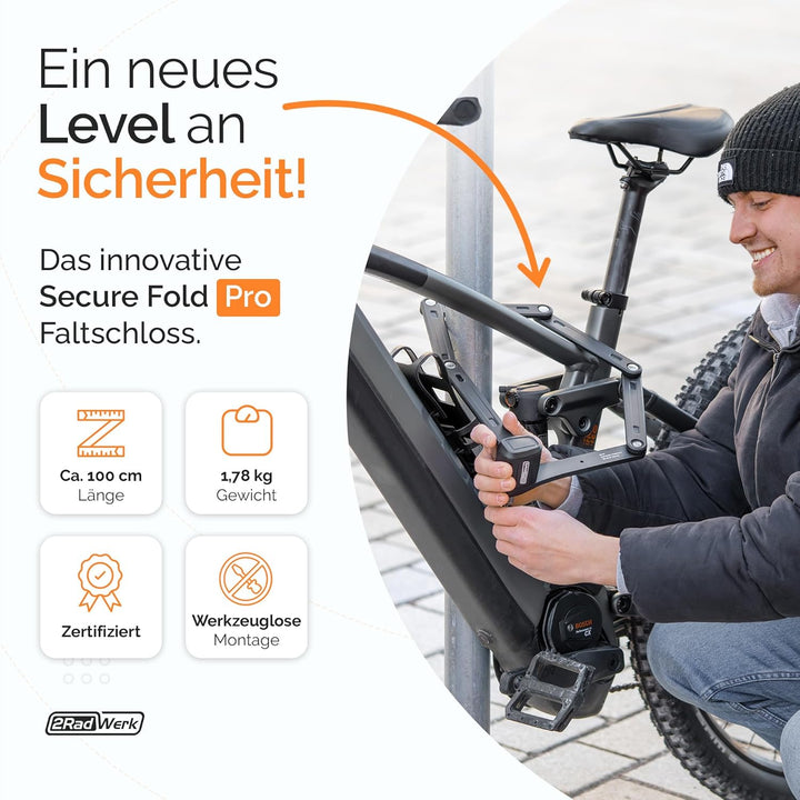 2Radwerk Fahrradschloss Secure Fold Pro - ART zertifiziertes Faltschloss mit Ultra-Lock Mechanismus