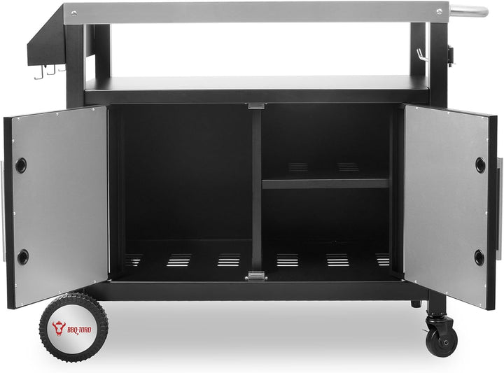 BBQ-Toro Grillwagen 103,5 x 59 x 81 cm | Silber/Schwarz | Grilltisch mit grosser Arbeitsfläche | Gri