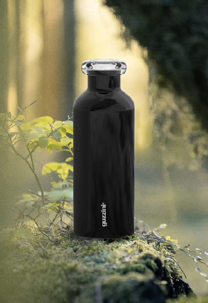 Guzzini - On The Go, ENERGY Thermosflasche, Trinkflasche Edelstahl - Schwarz, Ø 7,3x h21,2 cm | 500