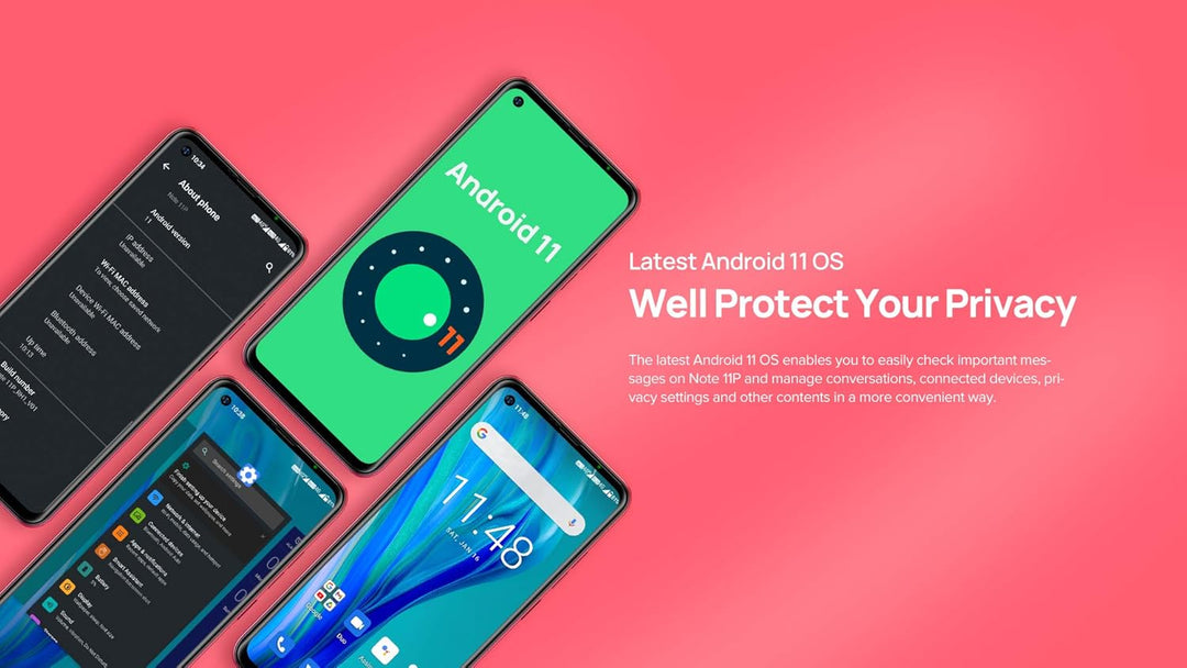Ulefone Android 11 Smartphone ohne Vertrag, Note 11P 4G Handy, Helio P60 Octa-Core 8GB+128GB, Dual-S