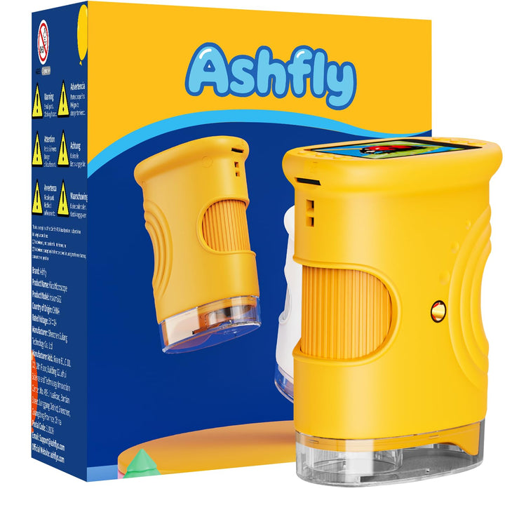 Ashfly Digitale Mikroskop für Kinder, 4K Tragbares Taschenmikroskop für Garten, Wald & Experimente,