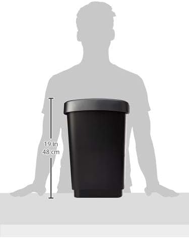 Rotho Twist Mülleimer 25l mit Deckel, Kunststoff (PP) BPA-frei, schwarz/silber, 25l (33.3 x 25.2 x 4