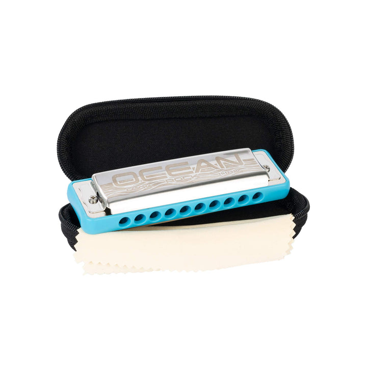 Ocean Rock Blues Harmonica in E, blue (incl. stylish softcase and cleaning cloth) E-Dur blau, E-Dur