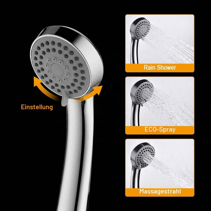 IBERGRIF Duschsystem mit Regendusche, Duschstange, Duschkopf mit Schlauch, Umsteller, Edelstahl Dusc