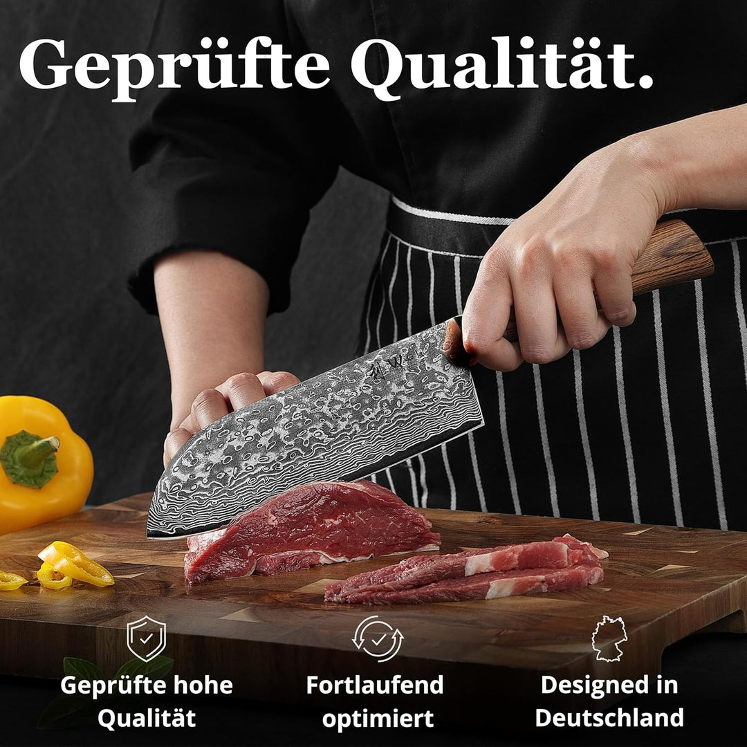 Wakoli EDIB Pro Santokumesser aus Damaststahl (VG10 Kern) mit 17 cm Klinge – scharf & ergonomisch –
