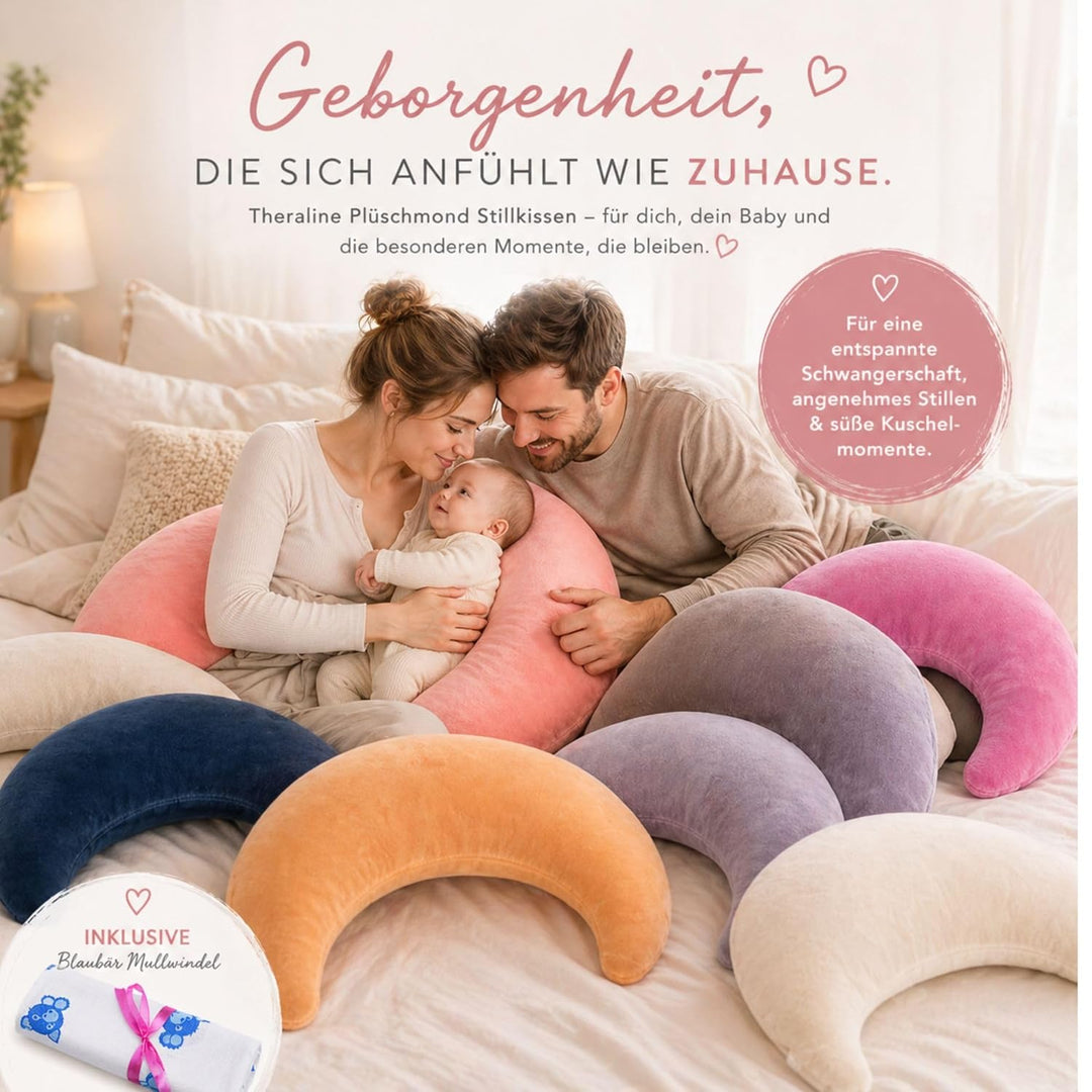 Kinderhaus Blaubär Set Theraline Plüschmond Stillkissen & Bauchstützkissen mit Stoffwindel Schmuse-