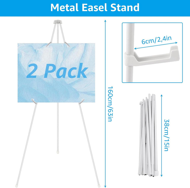 2er-Set Staffelei Stand, 160 cm Höhe Metall Poster Staffelei, Verstellbares Stativ Tisch Kunst Leinw