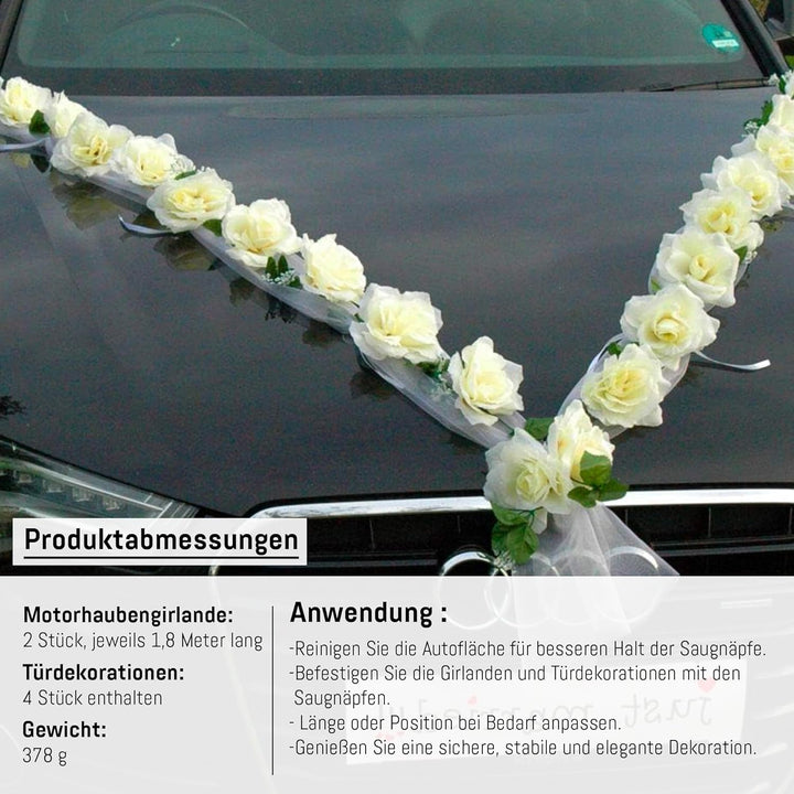 Rosen Girlande Braut Paar Rose Deko Dekoration Autoschmuck Hochzeit Car Auto Wedding ®Auto-schmuck D