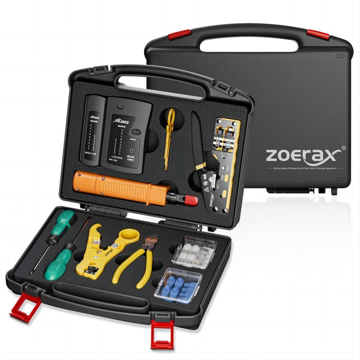 Netzwerk-Werkzeugset, ZOERAX 11 in 1 Professionelles RJ45 Crimpwerkzeug-Kit - Pass Through Crimper,