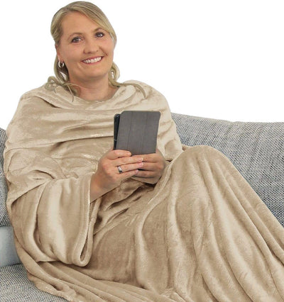 L.E.M.B. Hometrends Kuscheldecke mit Ärmeln TV Decke Sofadecke Ärmeldecke Wohndecke Fleecedecke Mikr